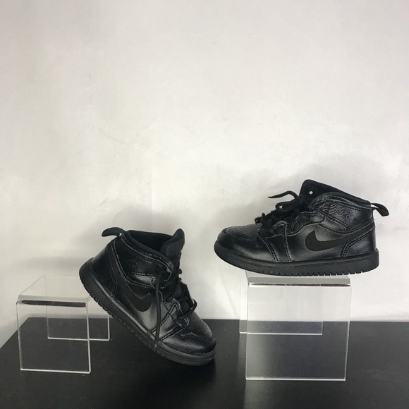 Nike Air Jordan 1 Retro Mid Triple Black 640735-090 Toddler Basketball Shoes 8C - Picture 1 of 4